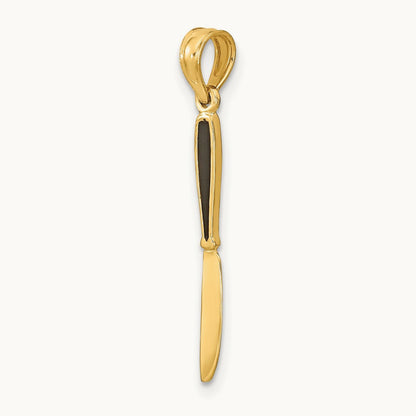 W/ Black Enamel 3-D Table Knife Charm, 14K