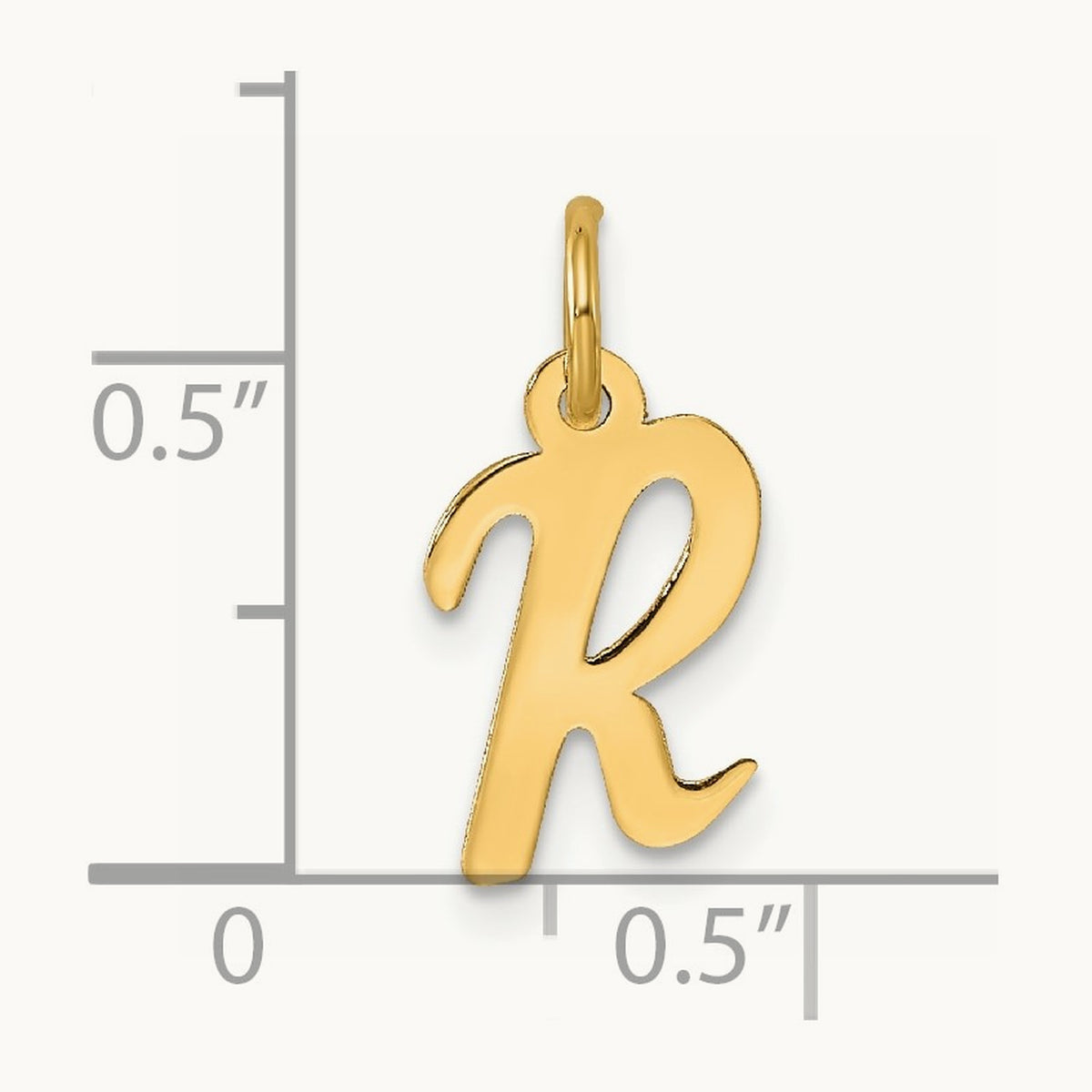 Small Script Letter R Initial Charm, 14K