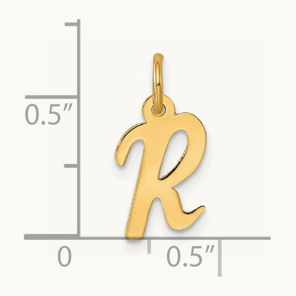 Small Script Letter R Initial Charm, 14K