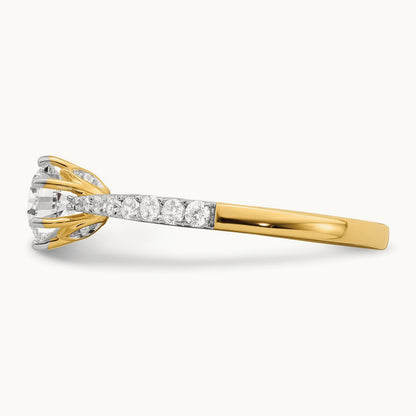1/2ct Round Leaf Design Semi-Mount Dia Ring, 14K Gold