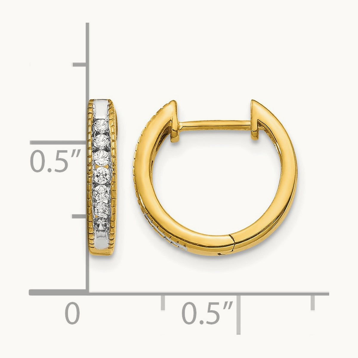 Hinged Hoop Earrings, 0.20 ct tw Lab-Grown Diamond — 14K Yellow Gold