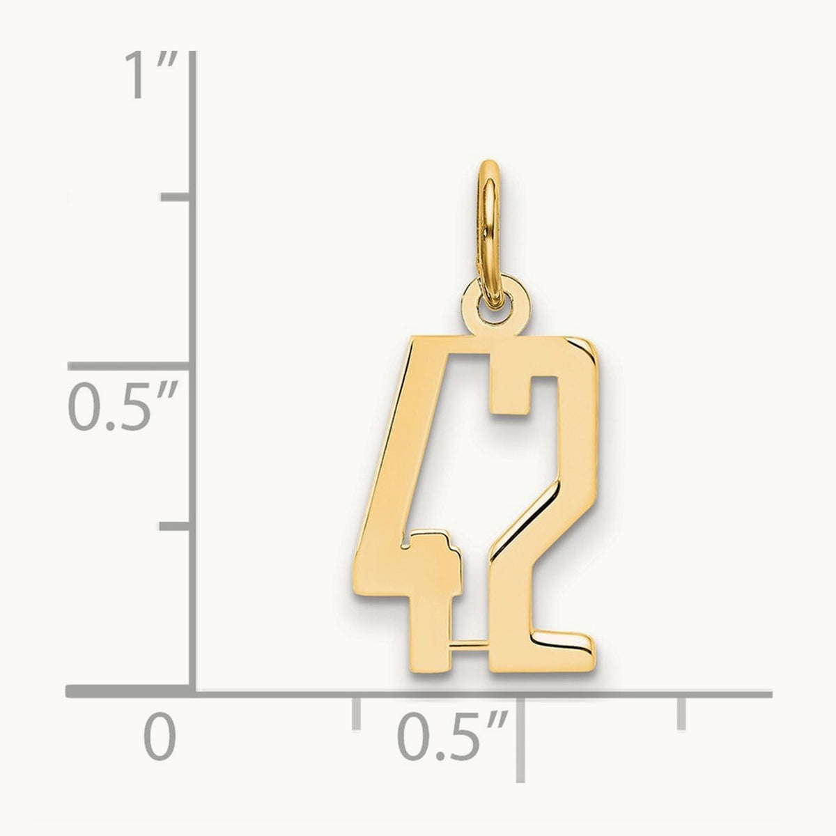 Small Elongated Number 42 Charm, 14K
