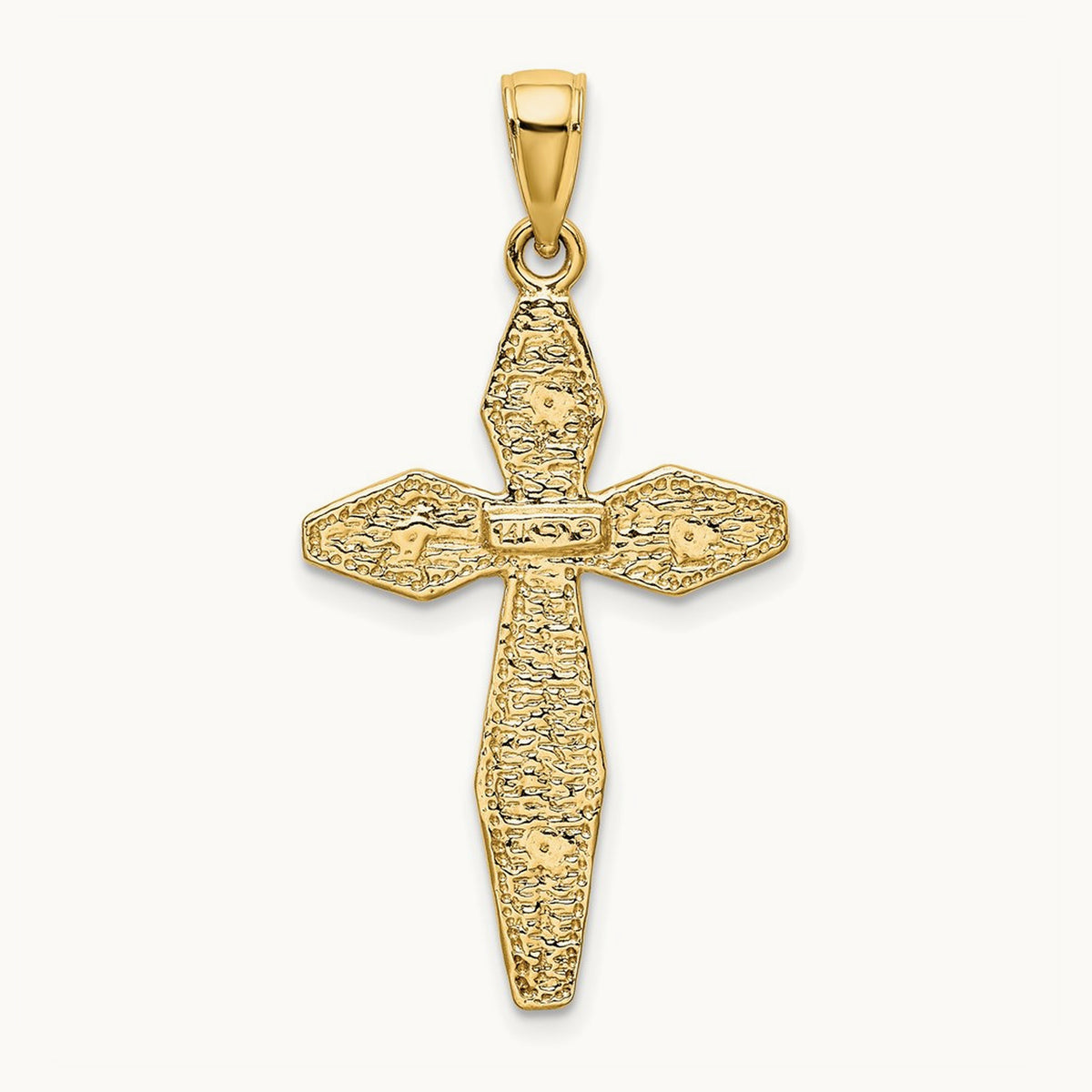 Textured Cross Charm — 14K Yellow Gold, 39.5mm