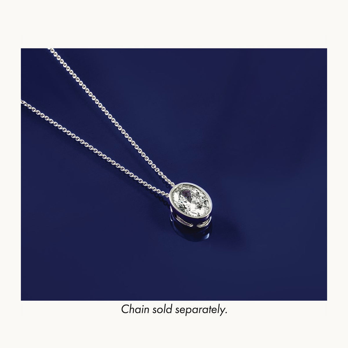 Oval Bezel Set Chain Slide Pendant, 0.25-3.00 ct tw Lab-Grown Diamond — 2 1/2 ct, 14K White Gold