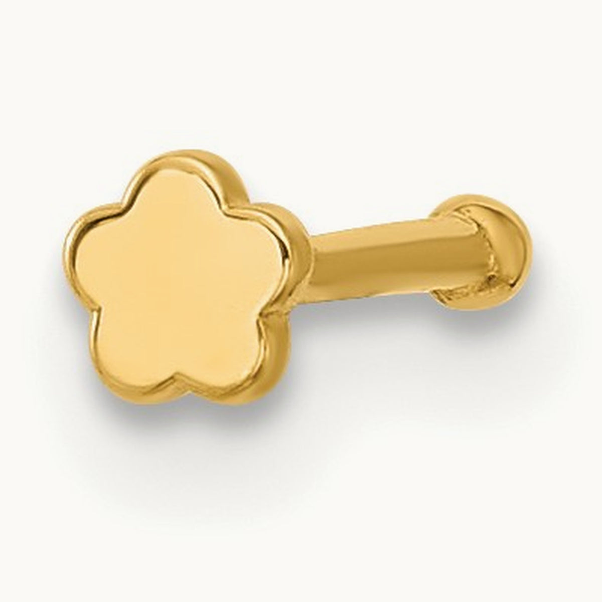20 Gauge Polished Flower Nose Stud, 14K