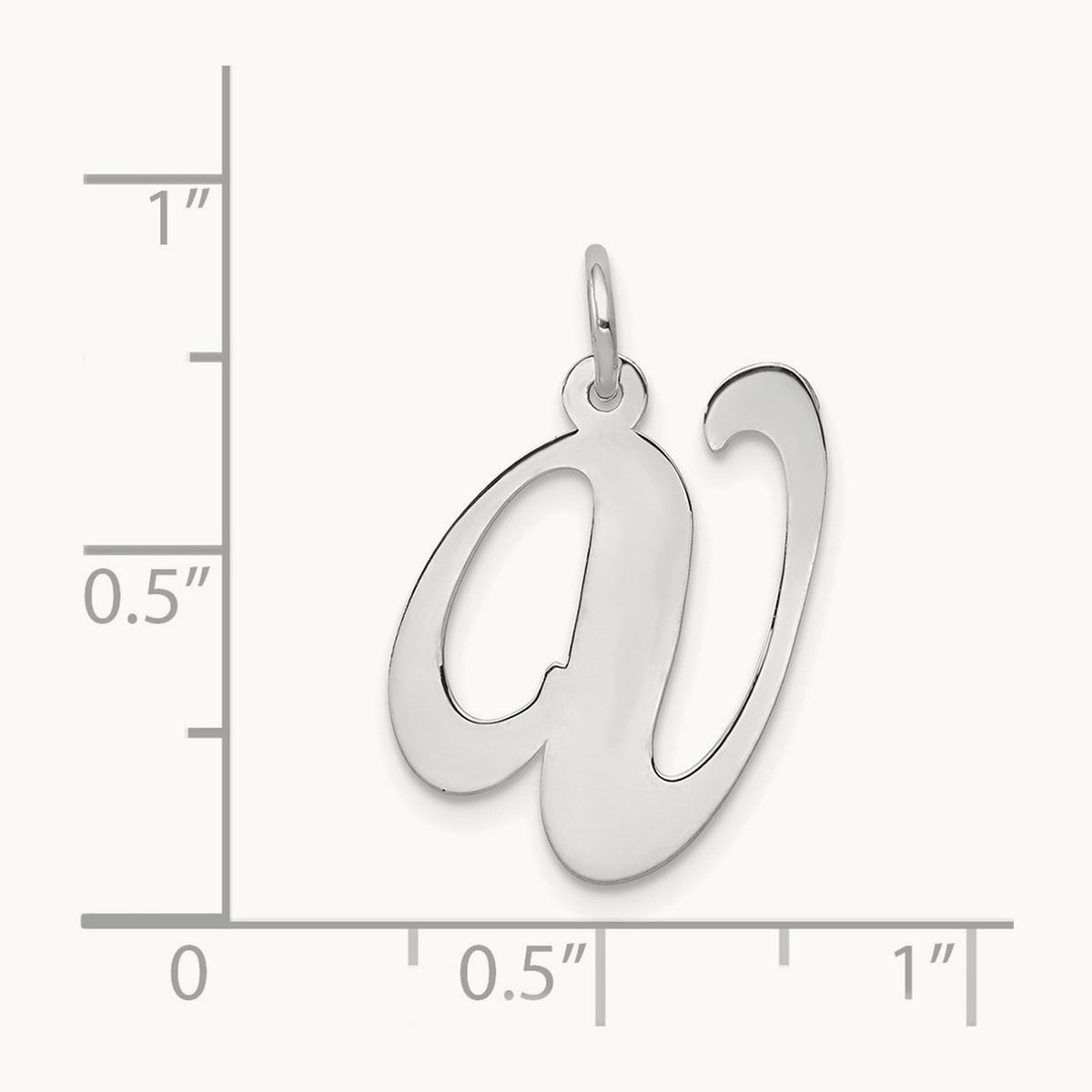Large Fancy Script Initial Charm — 14K White Gold, V
