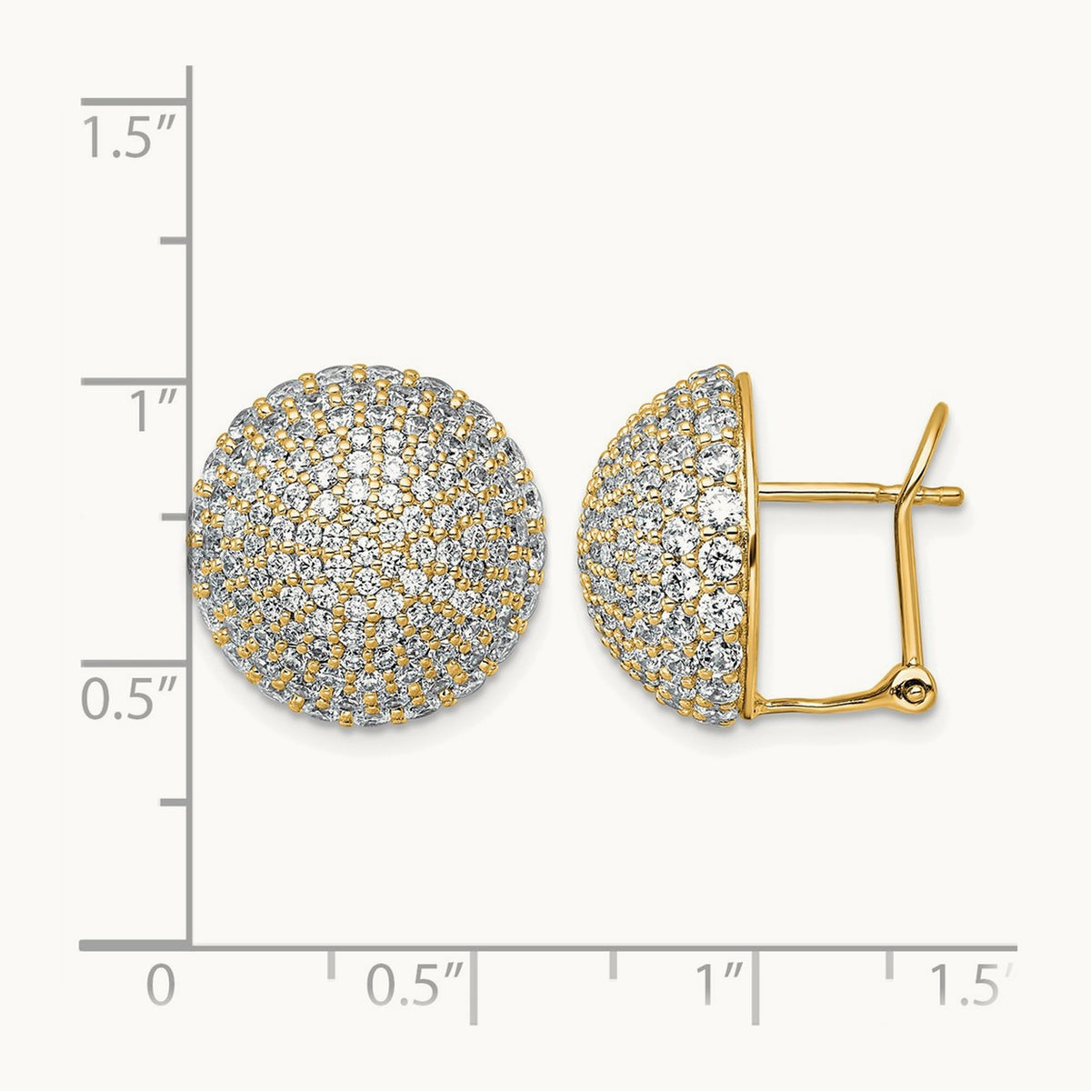 Pave Ball Leverback Post Earrings, 1.50-4.00 ct tw Lab-Grown Diamond — 4 ct, 14K Yellow Gold