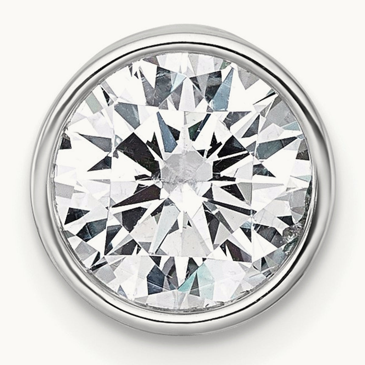 Round Bezel Set Chain Slide Pendant, 0.25-3.00 ct tw Lab-Grown Diamond — 2 ct, 14K White Gold