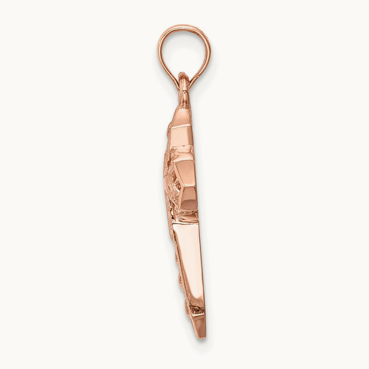 Polished Cross Pendant, 14K Rose