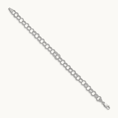 Solid Triple Link Charm Bracelet — 14K White Gold, 7mm