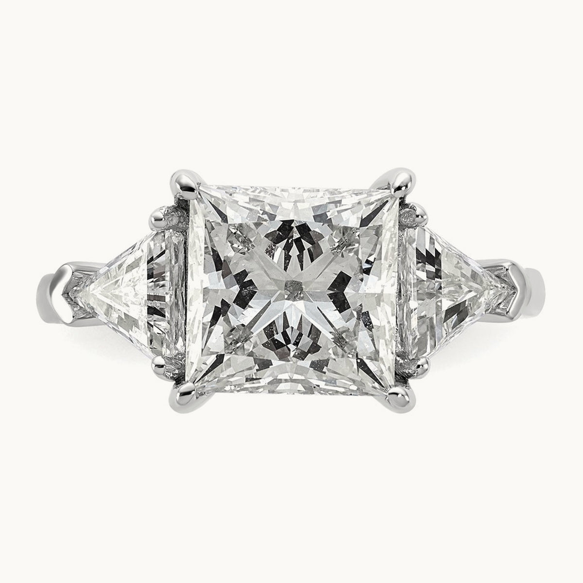 Princess/Trillion Engagement Ring, 1.50-4.00 ct tw Lab-Grown Diamond — 4 1/8 ct, 14K White Gold