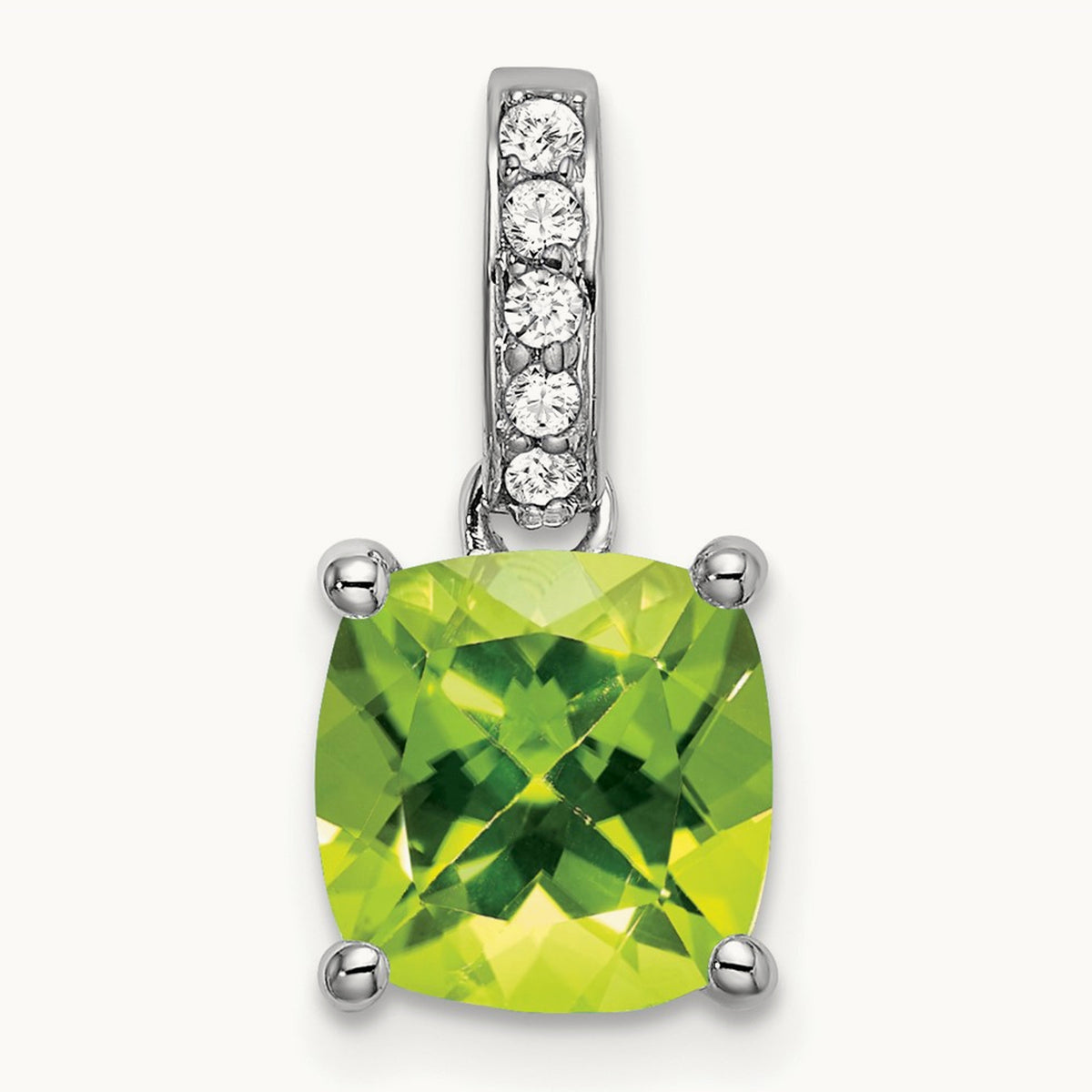 Cushion Peridot and Diamond Pendant — photo set
