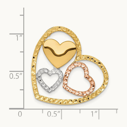 & Rose Gold w/Rhodium Heart Chain Slide, 14K Yellow