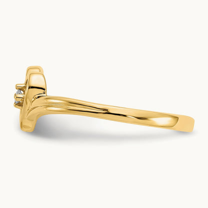 Polished AA Diamond heart ring, 14K