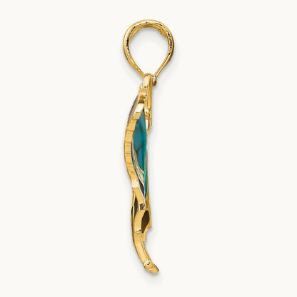 Enameled Butterfly Pendant, 14K