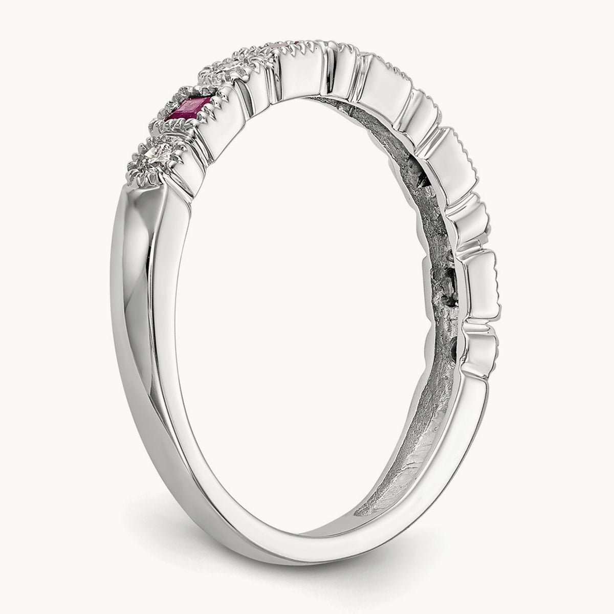 Diamond w/Ruby Band, 14K White Gold