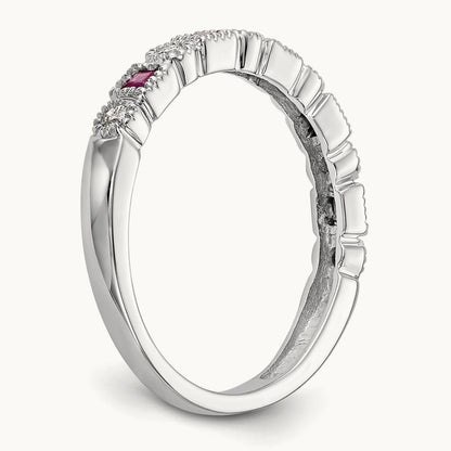 Diamond w/Ruby Band, 14K White Gold