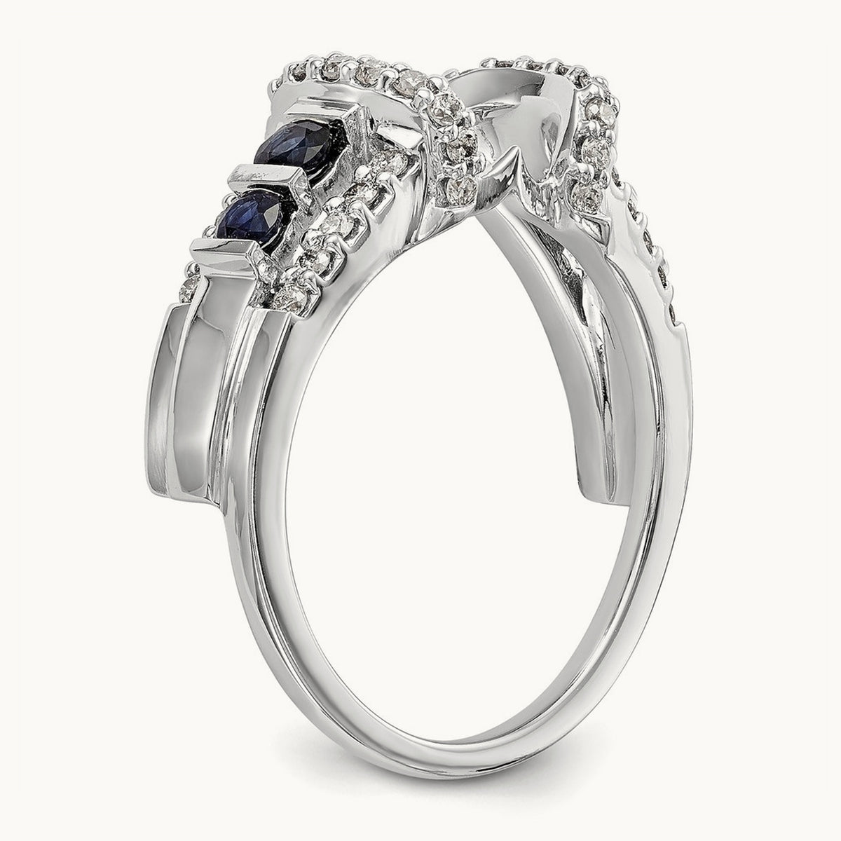 Diamond w/Sapphire Wrap, 14K White Gold