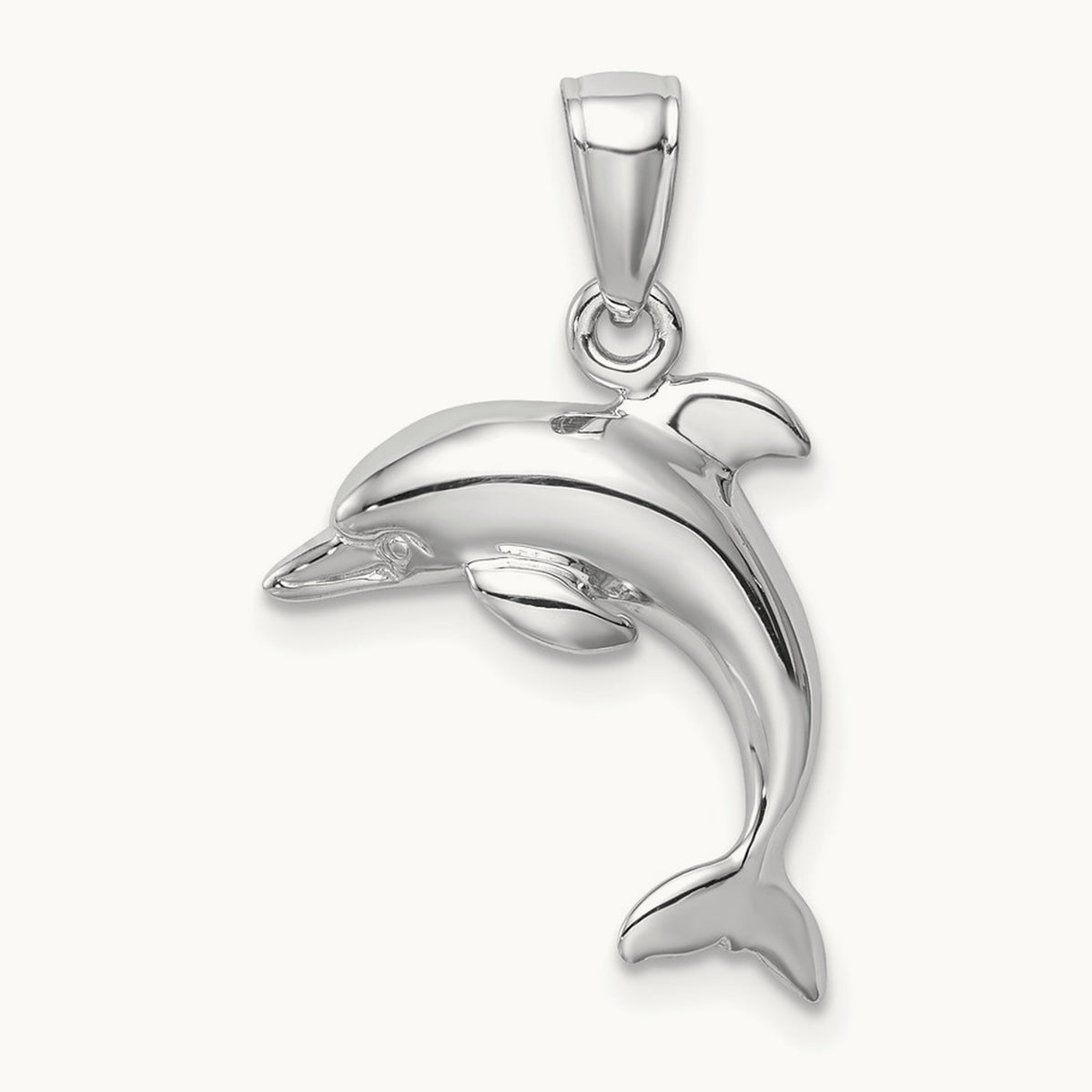Jumping Dolphin Pendant — 14K White Gold, 16.2mm