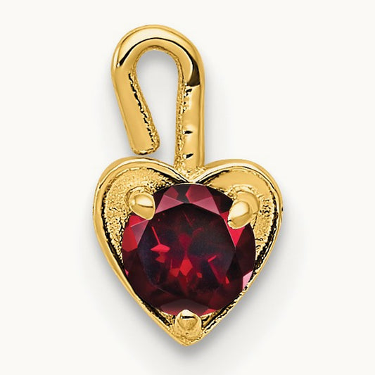 July Synthetic Birthstone Heart Charm — 14K Yellow Gold