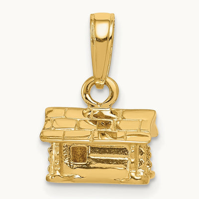 3-D Log Cabin Pendant, 14K