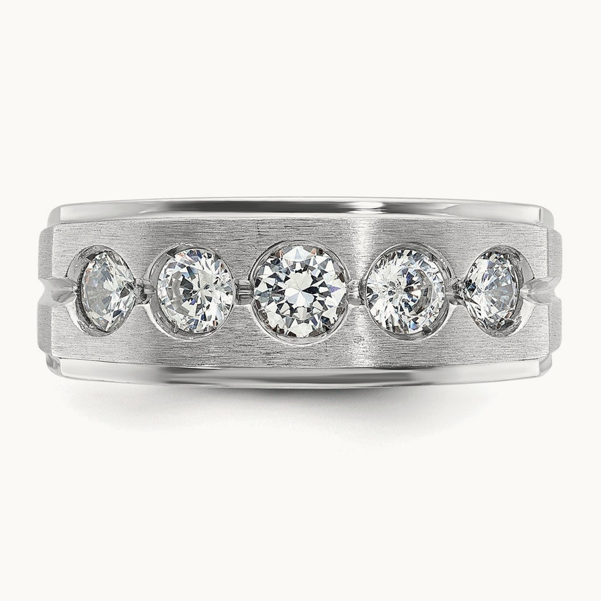 IBGoodman Men's Polished/Satin Diamond Complete Ring, 14K White Gold