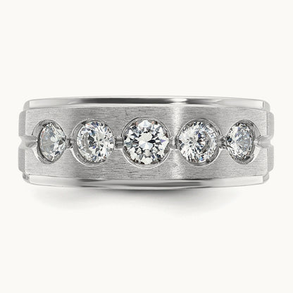 IBGoodman Men's Polished/Satin Diamond Complete Ring, 14K White Gold