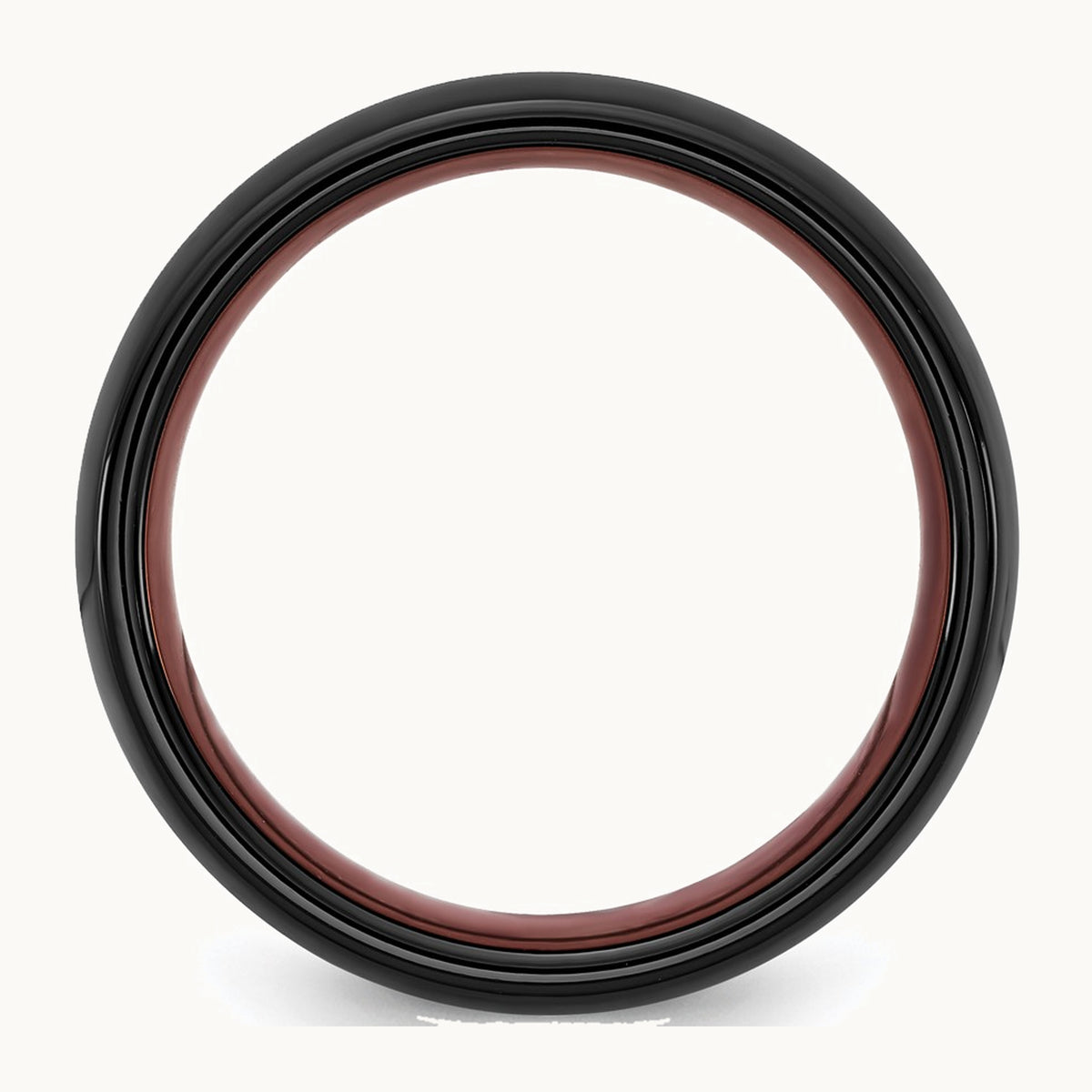 Ceramic Black Polished with Red IP-plated Center and Inside 8mm Band