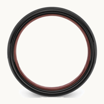 Ceramic Black Polished with Red IP-plated Center and Inside 8mm Band