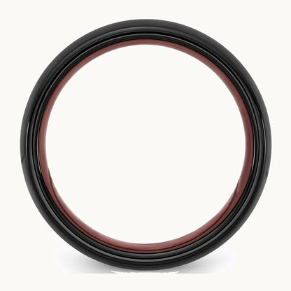 Ceramic Black Polished with Red IP-plated Center and Inside 8mm Band