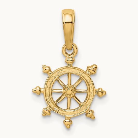 Ship Wheel Pendant — 14K Yellow Gold