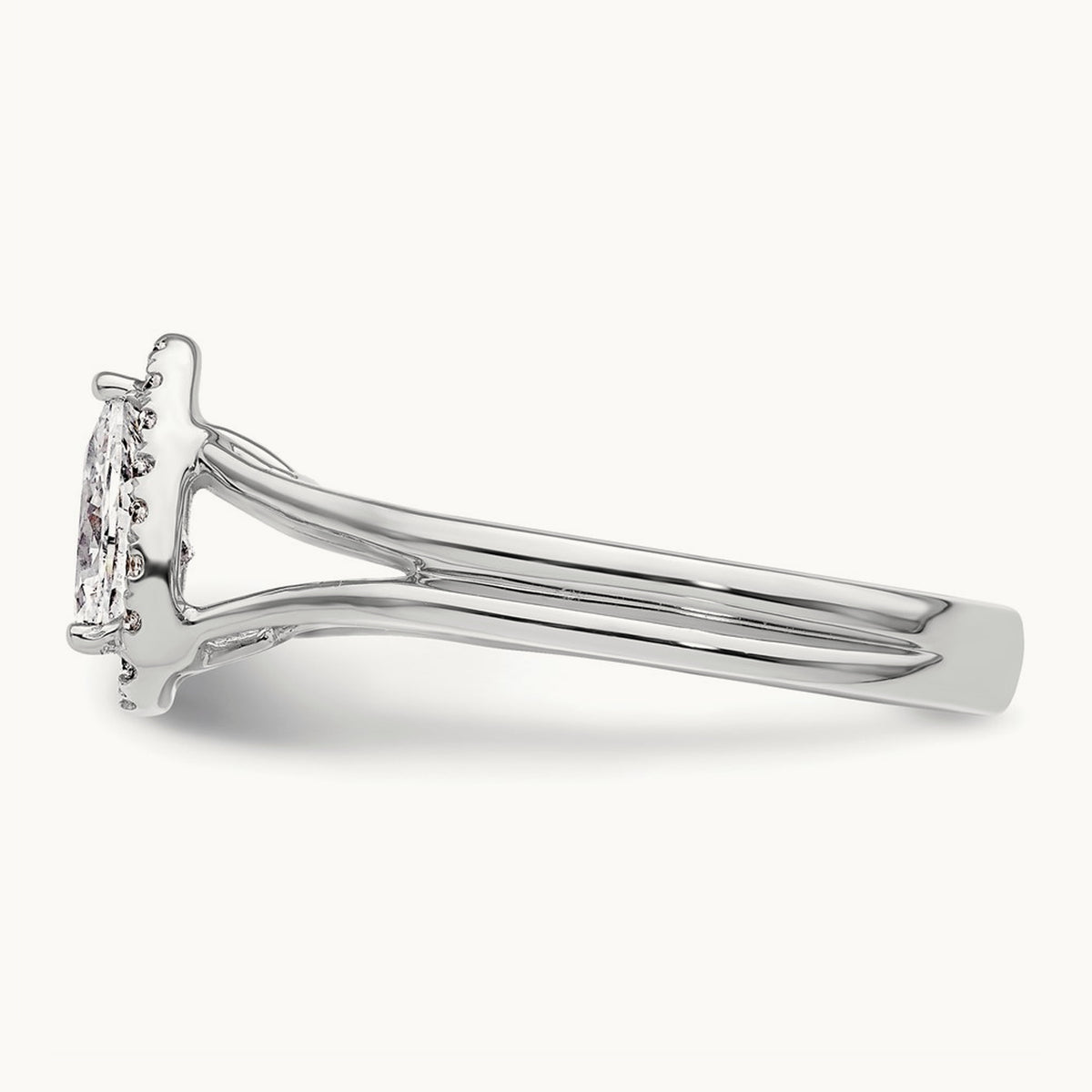Pear Halo Semi-Mount Split Shank Engagement Ring, 0.07-0.20 ct tw — 1/10 ct, 14K White Gold