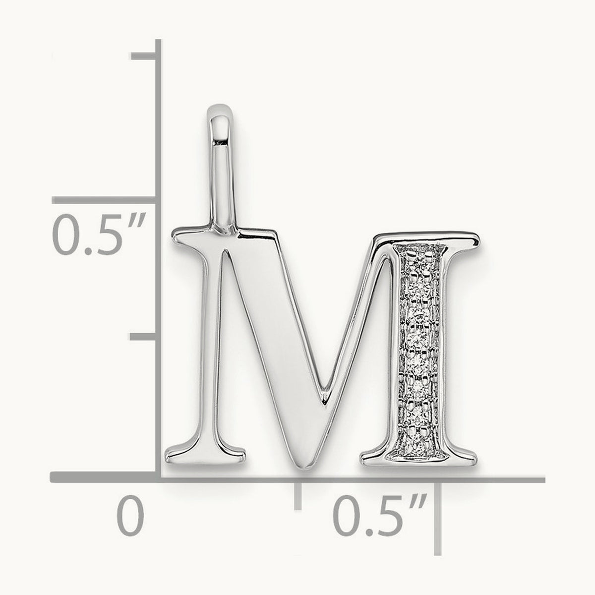 Diamond Letter M Initial Pendant, 14K White Gold