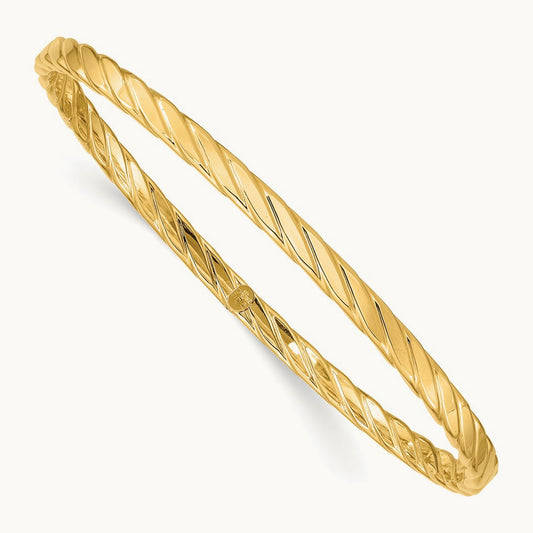 Textured Twist Slip-on Bangle, 4mm, 14K