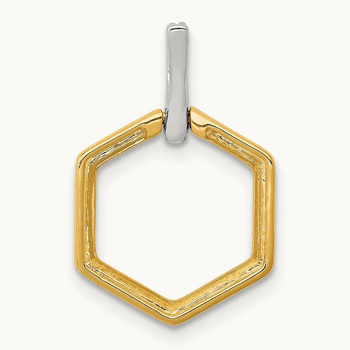 1/20ct. Diamond Fancy Hexagon Pendant, 14K Two-tone