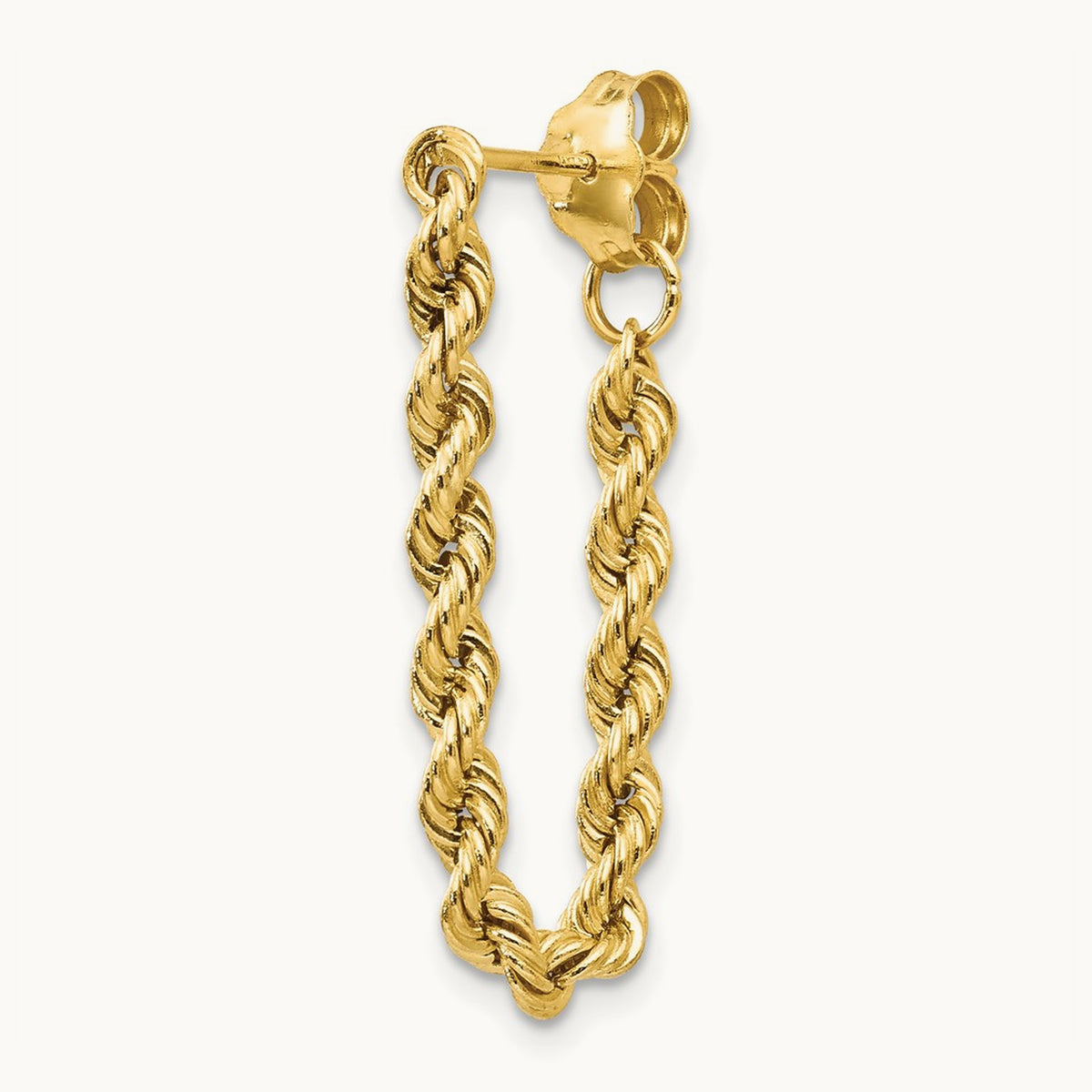 Single 14K Hollow Rope Earring
