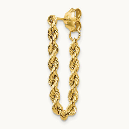 Single 14K Hollow Rope Earring