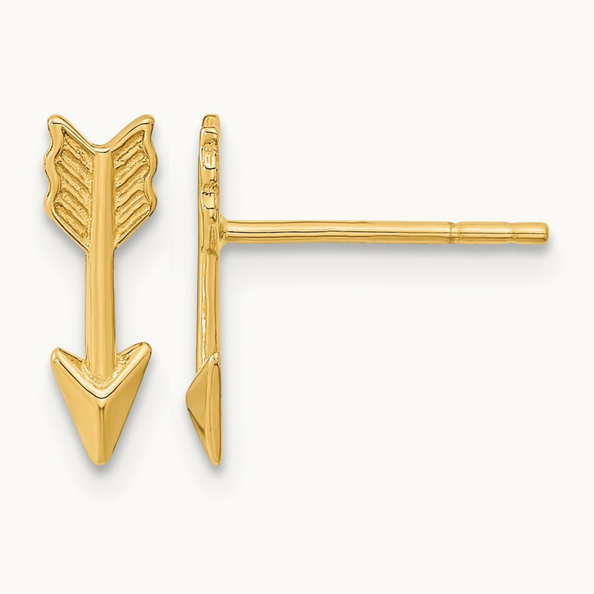 Polished Arrow Post Earrings — 14K Yellow Gold