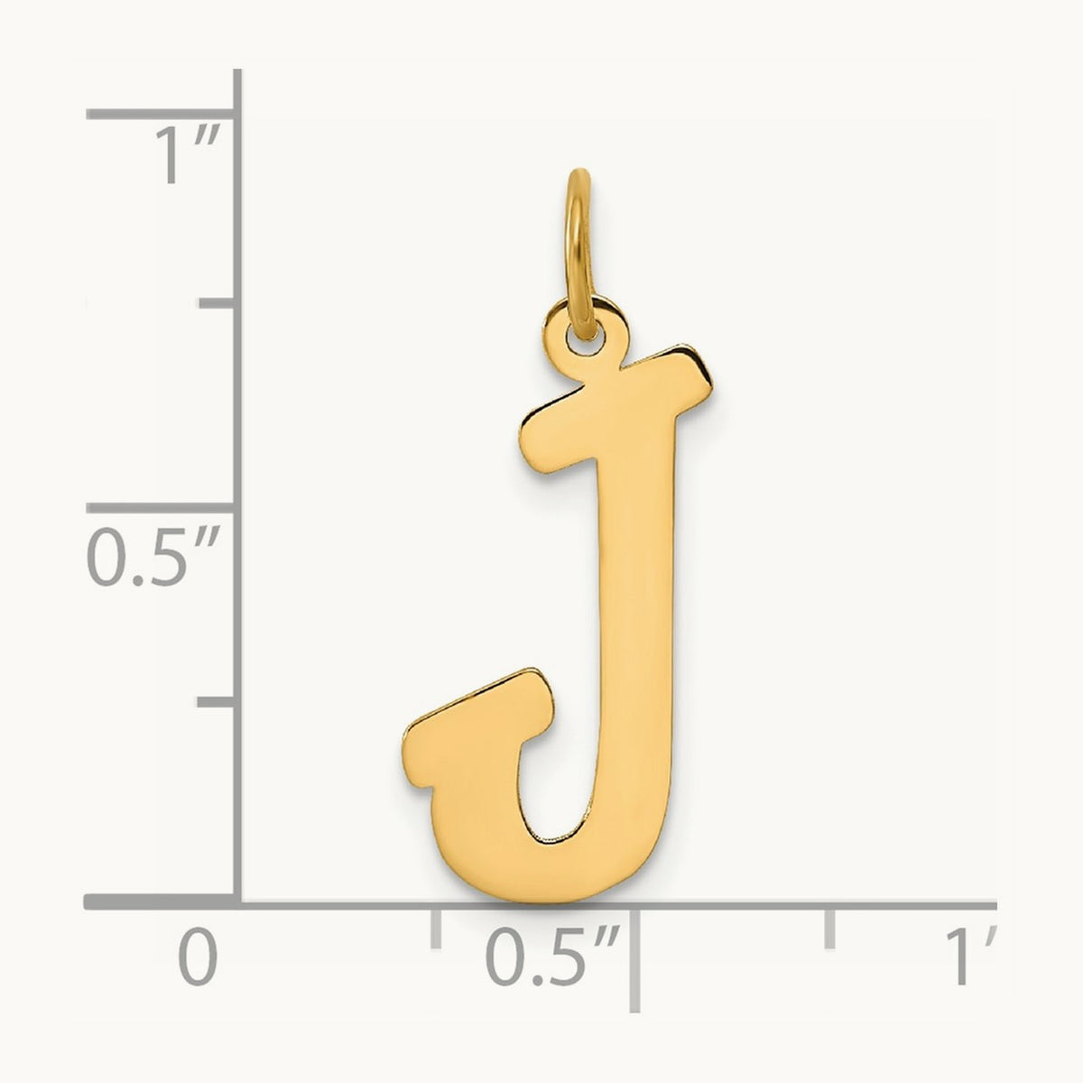 Large Script Initial Charm — 14K Yellow Gold, J