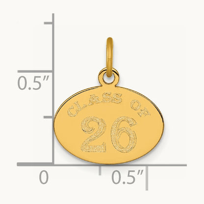 Polished Oval CLASS OF 2026 Charm, 14K