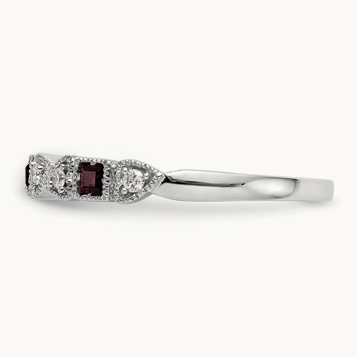Diamond w/Ruby Band, 14K White Gold