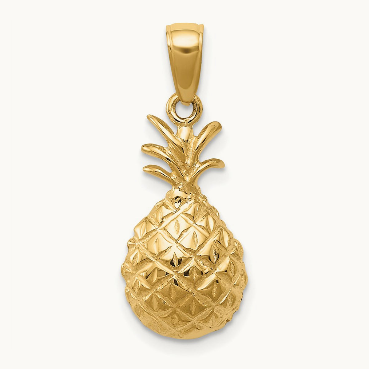 Diamond-cut Pineapple Pendant, 14K