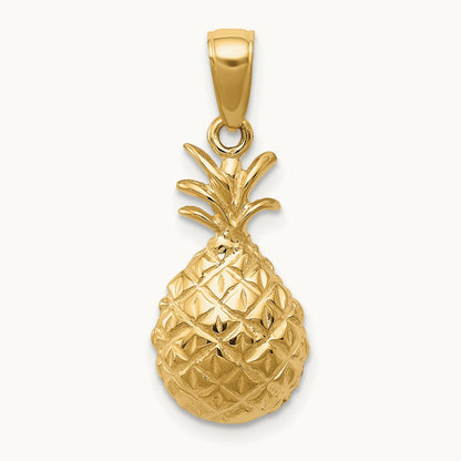 Diamond-cut Pineapple Pendant, 14K