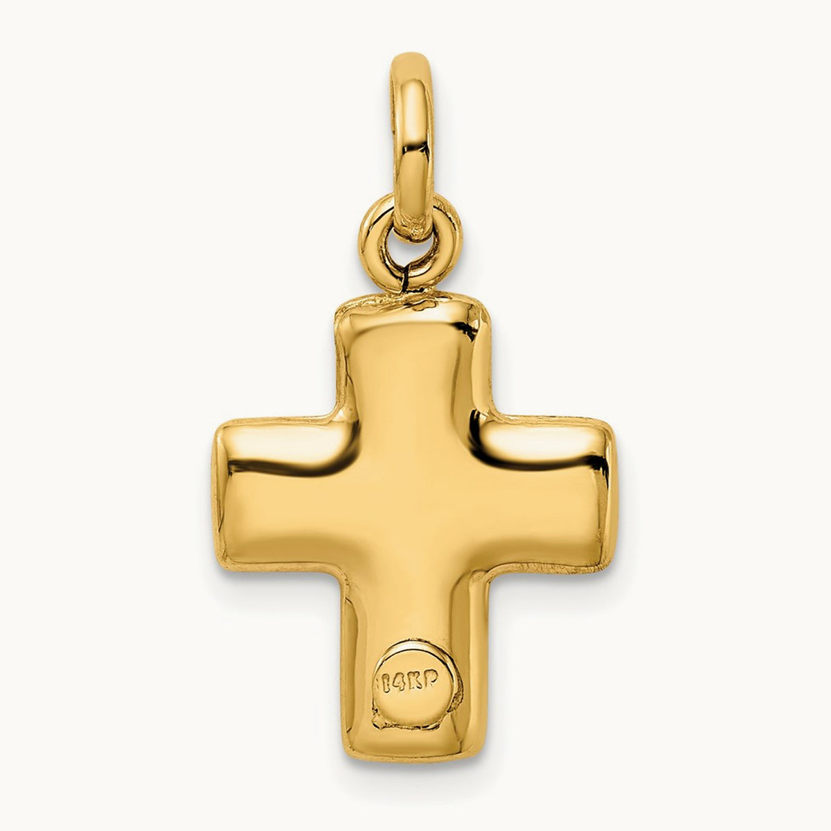 Puffed Cross Charm, 14K