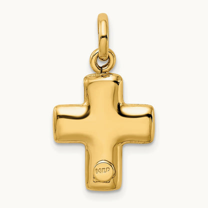 Puffed Cross Charm, 14K
