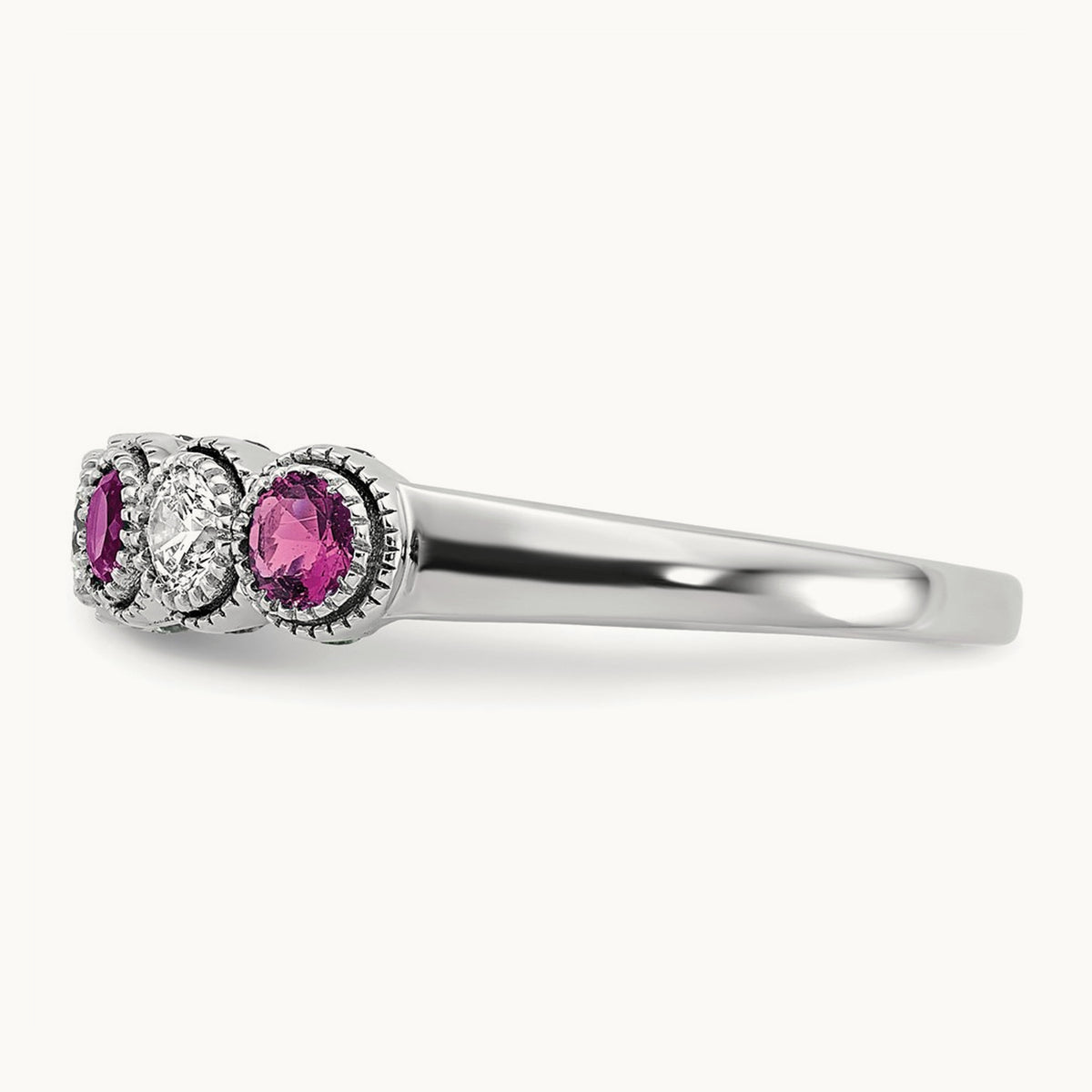 Created Pink Sapphire Ring, 0.50 ct tw Lab-Grown Diamond
