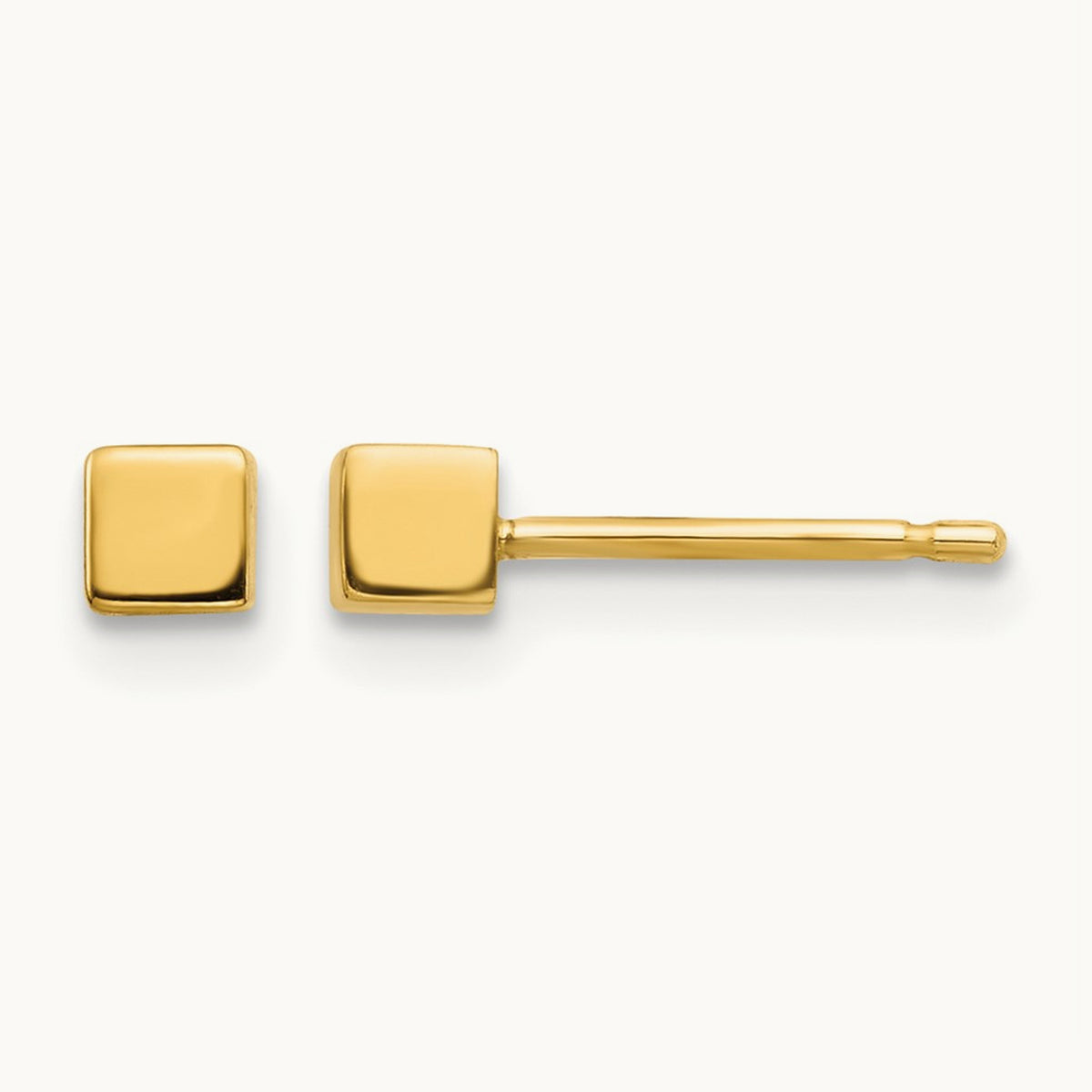 Square Stud Earrings — 14K Yellow Gold