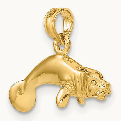 3-D Polished Swimming Manatee Charm — photo set