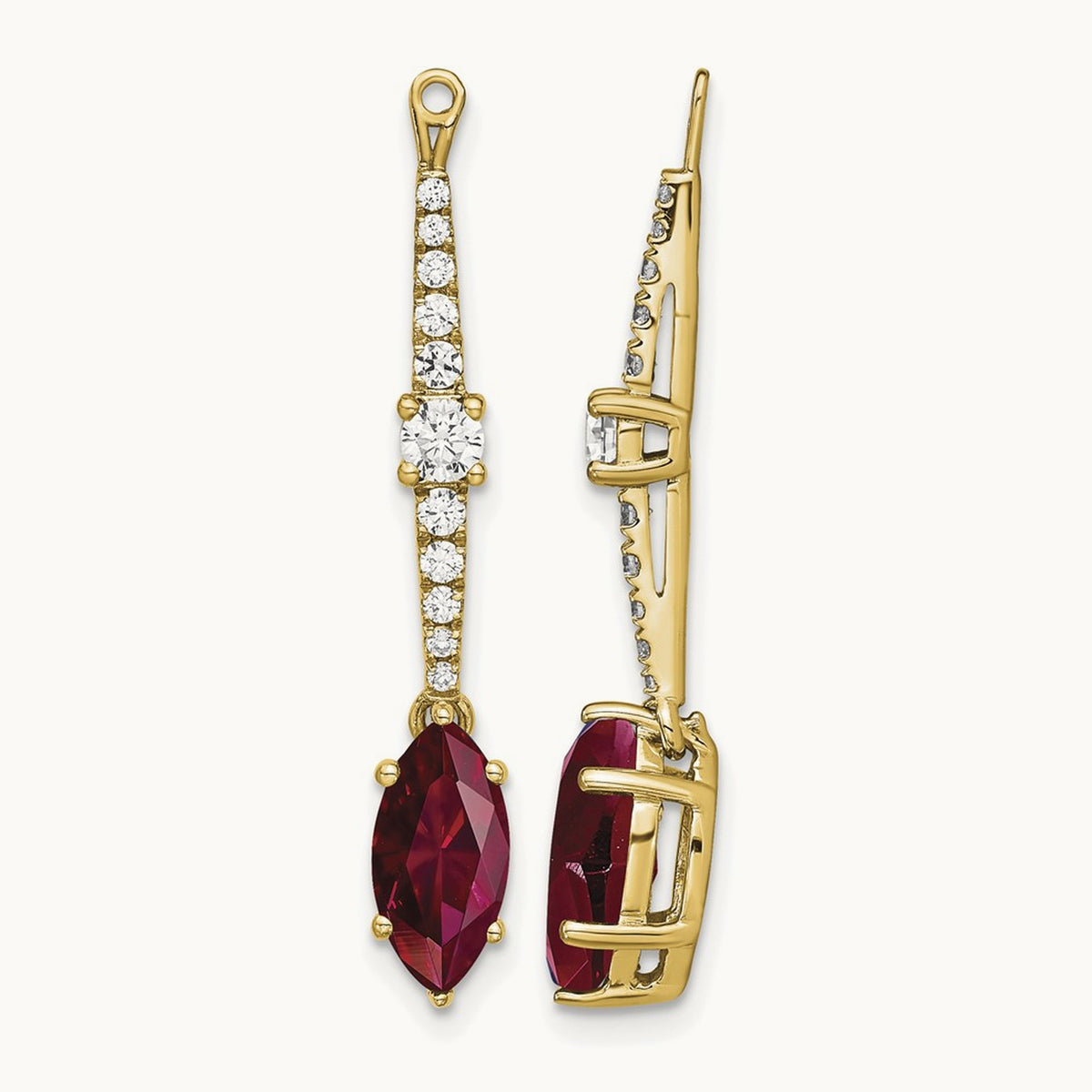 Created Ruby Earring Jackets, 0.50 ct tw Lab-Grown Diamond