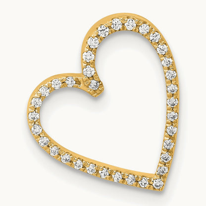 Diamond Vintage Heart Chain Slide — 14K Yellow Gold
